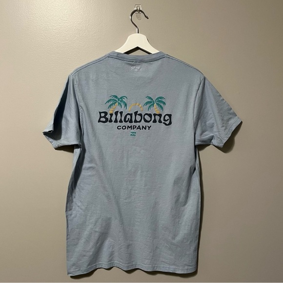 Billabong Regular Fit Palm Tree Cotton Tee Blue - Picture 1 of 7